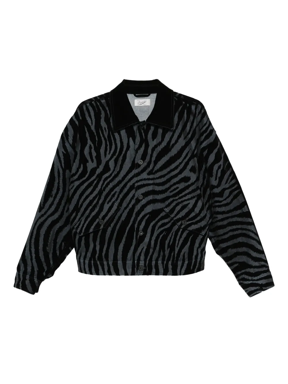 Pence Luis zebra-print buttoned overshirt | Black | Image 1