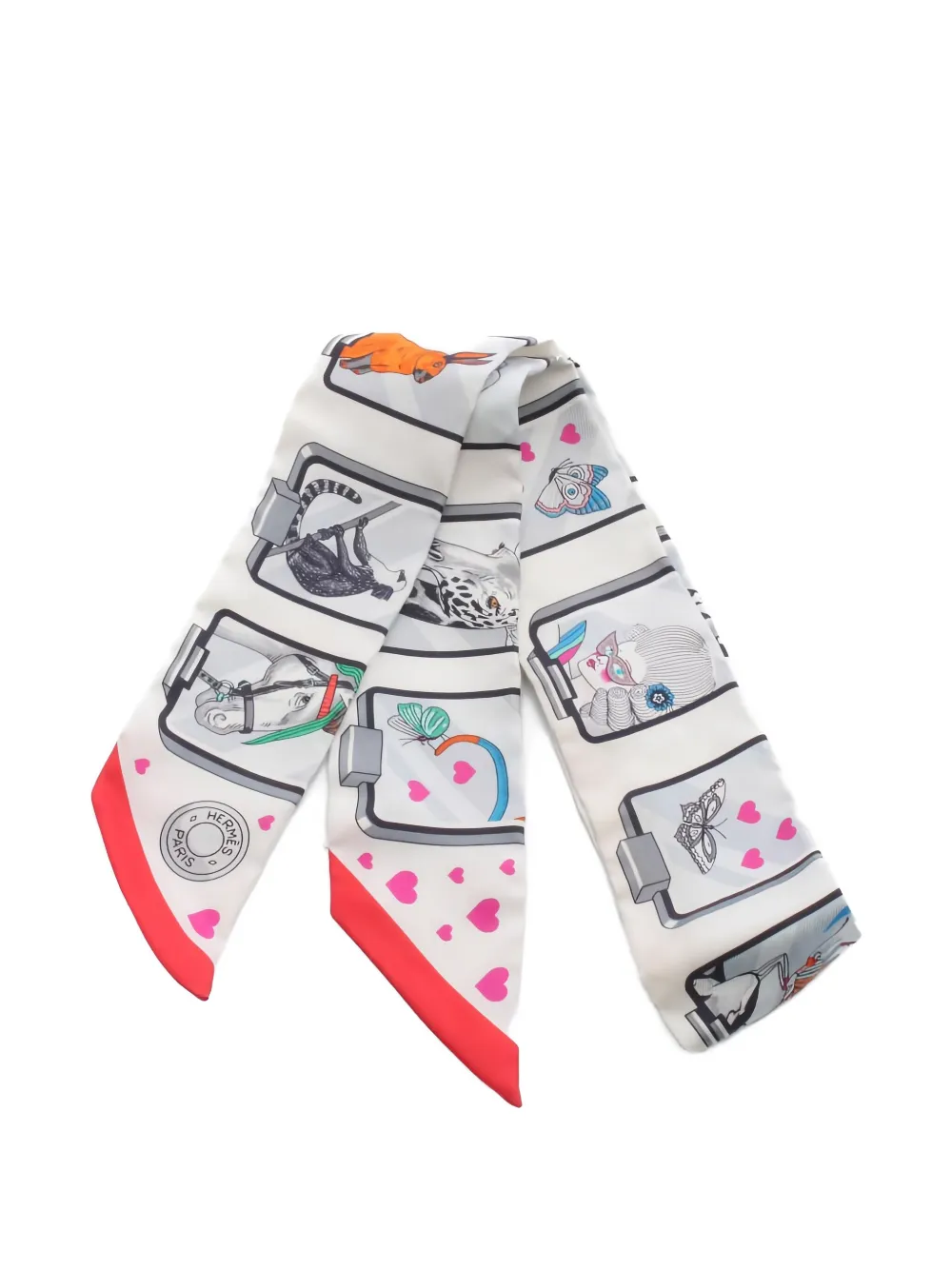 Pre-owned Hermes 2010s Story Printed Scarf In White