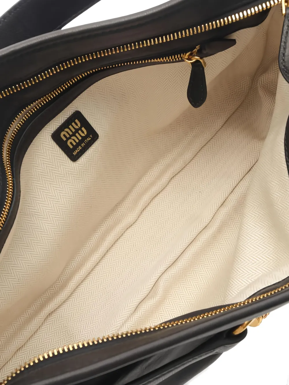 Pre-owned Miu Miu 2020s Adventure Leather Tote Bag In Black