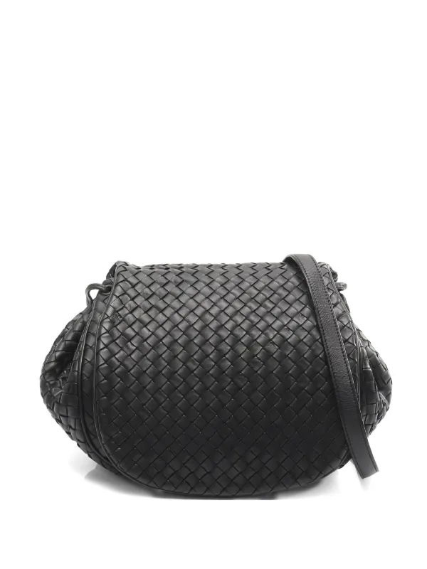 Bottega Veneta Pre-Owned Intrecciato Leather Shoulder Bag Black