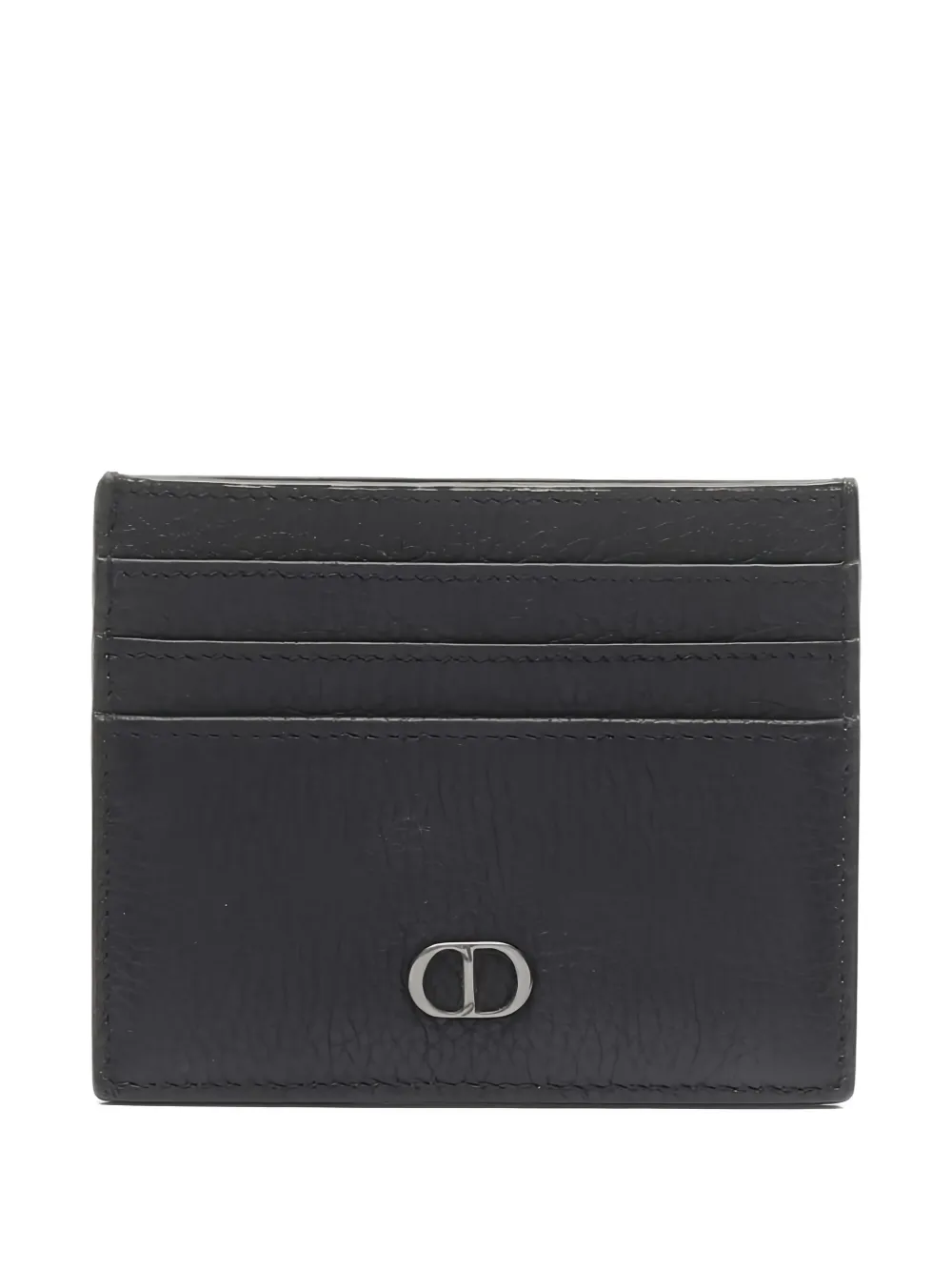 Pre-owned Dior 2010s Cd Icon Grained Leather Card Holder In Black