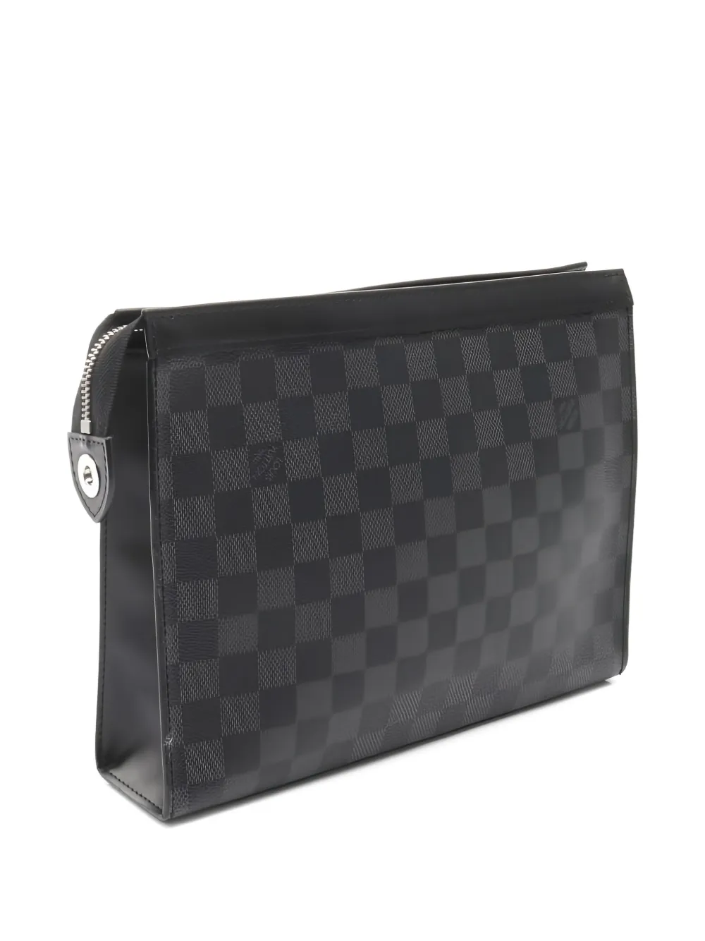 Pre-owned Louis Vuitton 2016 Damier Graphite Pochette Voyage Mm Clutch Bag In Gray