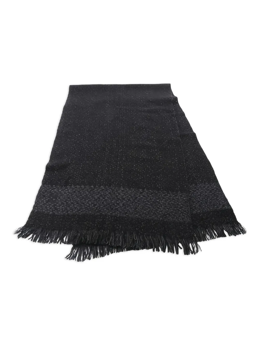 CHANEL Pre-Owned 1986-1988 Coco Mark fringed shawl - ブラック CHANEL Pre-Owned 1986-1988 Coco Mark fringed shawl - ブラック