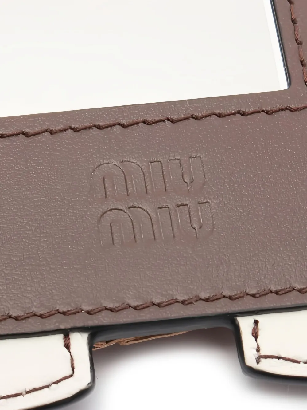 Pre-owned Miu Miu 2020s Trick Leather Key Ring In Neutral