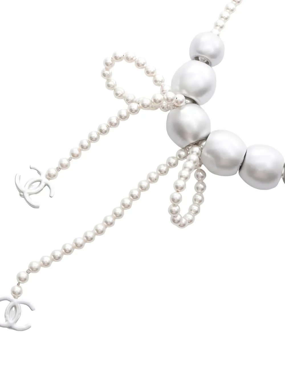 Pre-owned Chanel 1986-1988 Cc Necklace In White