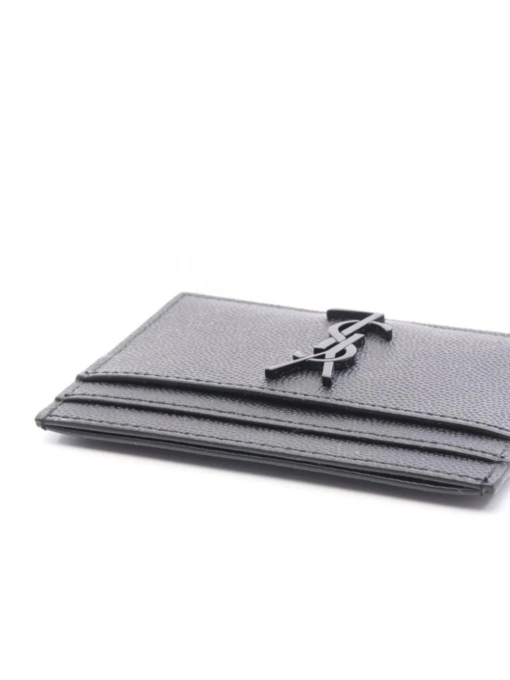 Saint Laurent Pre-Owned 2020s Cassandre leren pasjeshouder Zwart