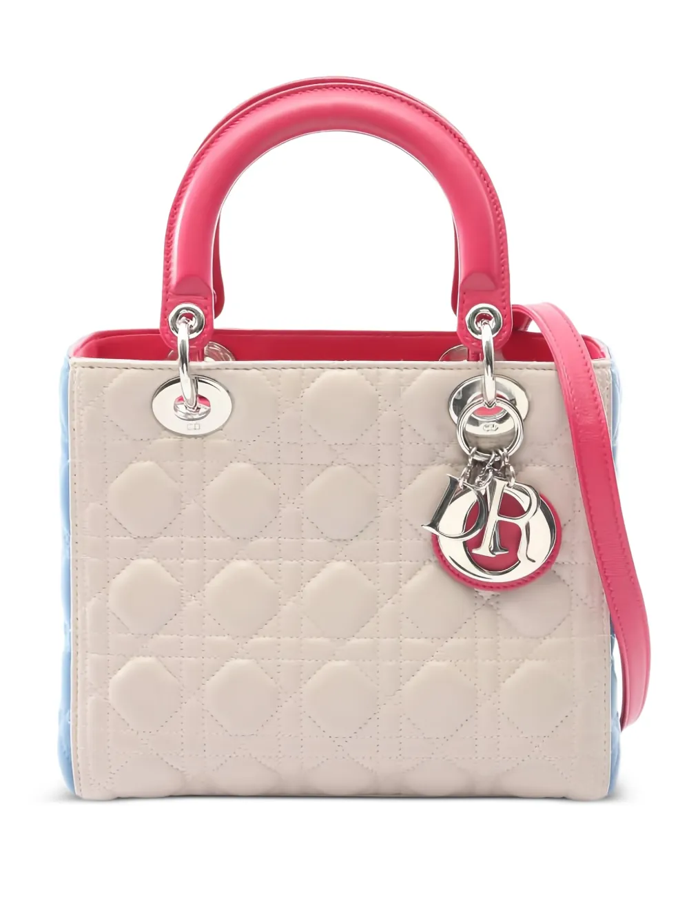 Pre-owned Dior 2010 Canage Lady Leather Handbag In Neutral