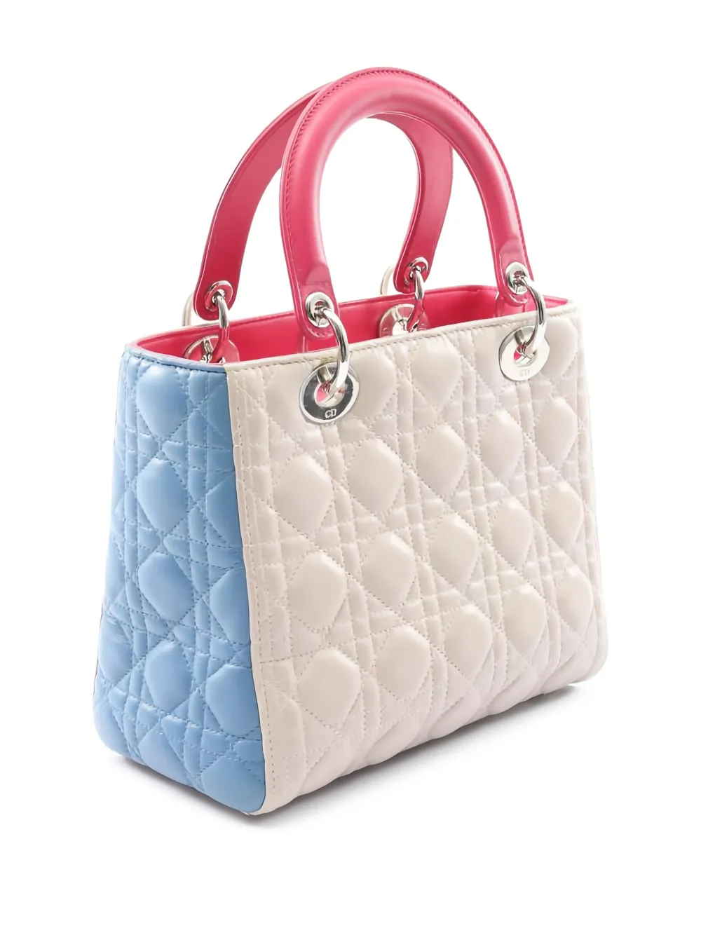 Pre-owned Dior 2010 Canage Lady Leather Handbag In Neutral