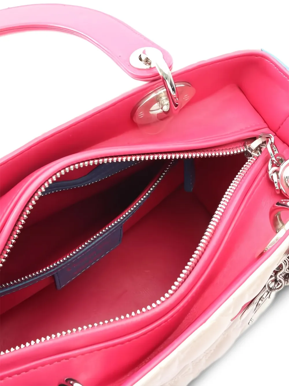 Pre-owned Dior 2010 Canage Lady Leather Handbag In Neutral