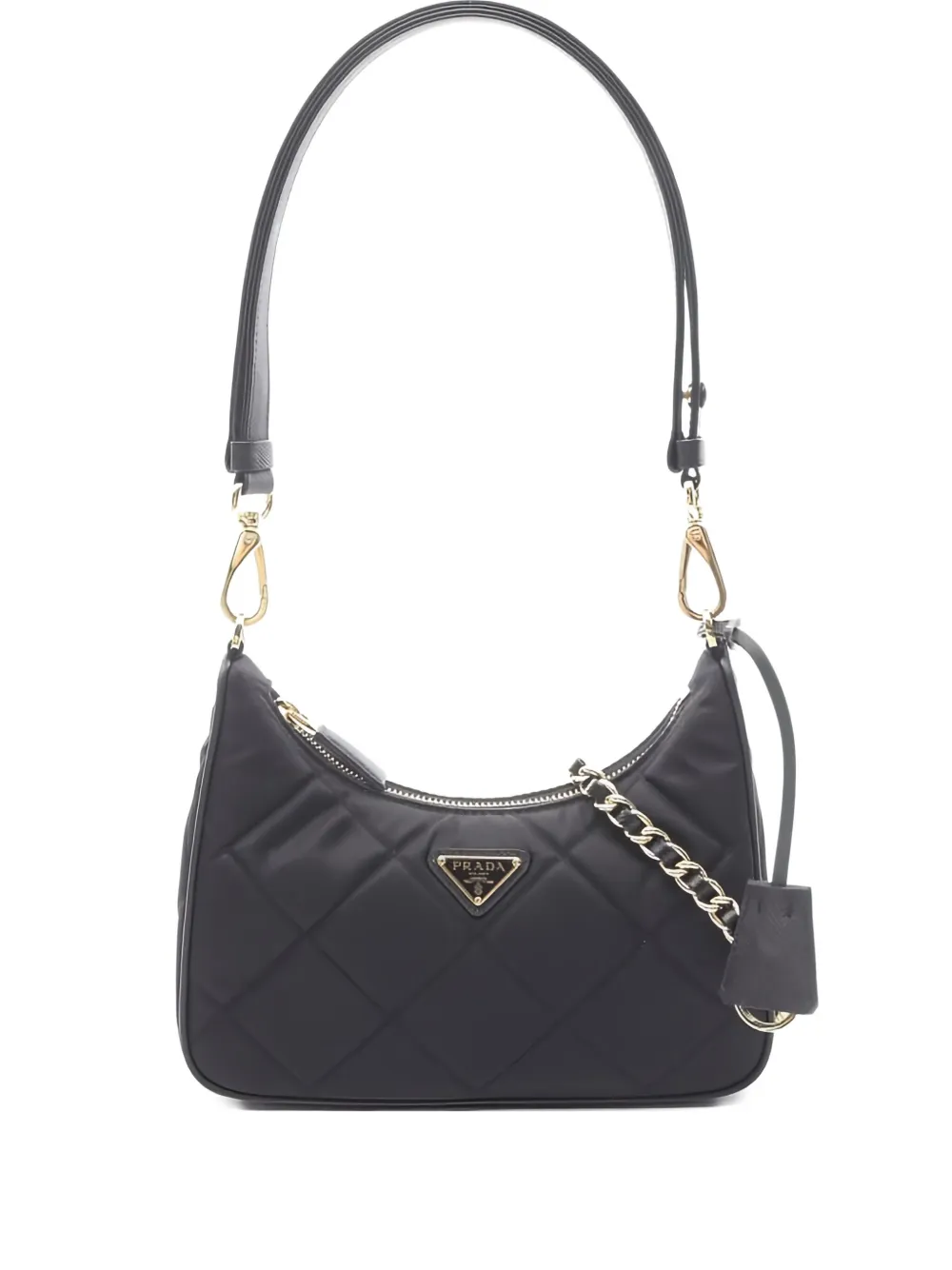 Pre-owned Prada 2020s Quilted Chain Shoulder Bag In Black