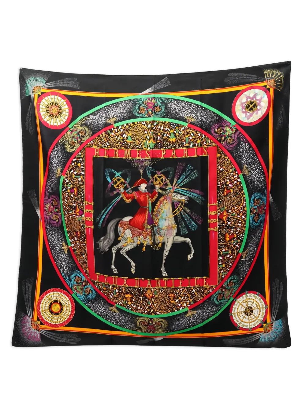 Hermès Pre-Owned 2010s Feux D'Artifice silk scarf | Black | Image 1