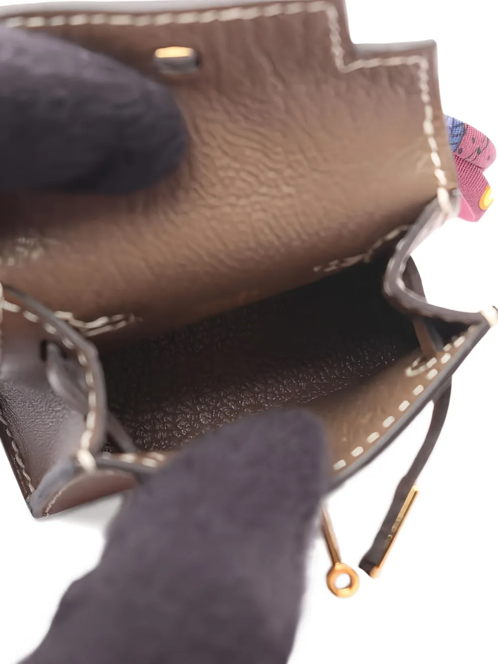 Pre-owned Hermes 2002 Kelly Twilly Bag Charm In Neutral