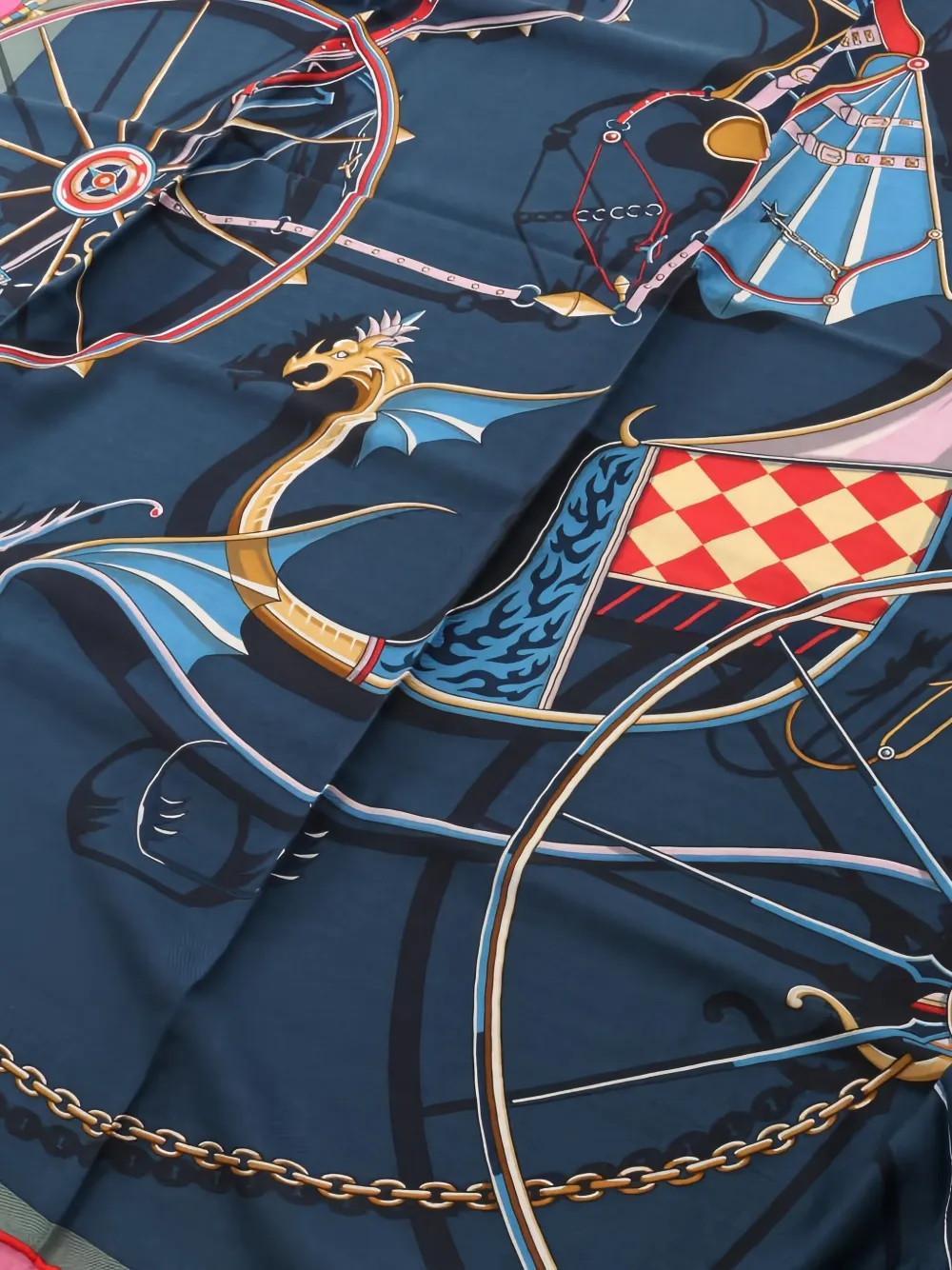 Pre-owned Hermes 2020s Voitures En Equilibre Carres 140 Scarf In Blue
