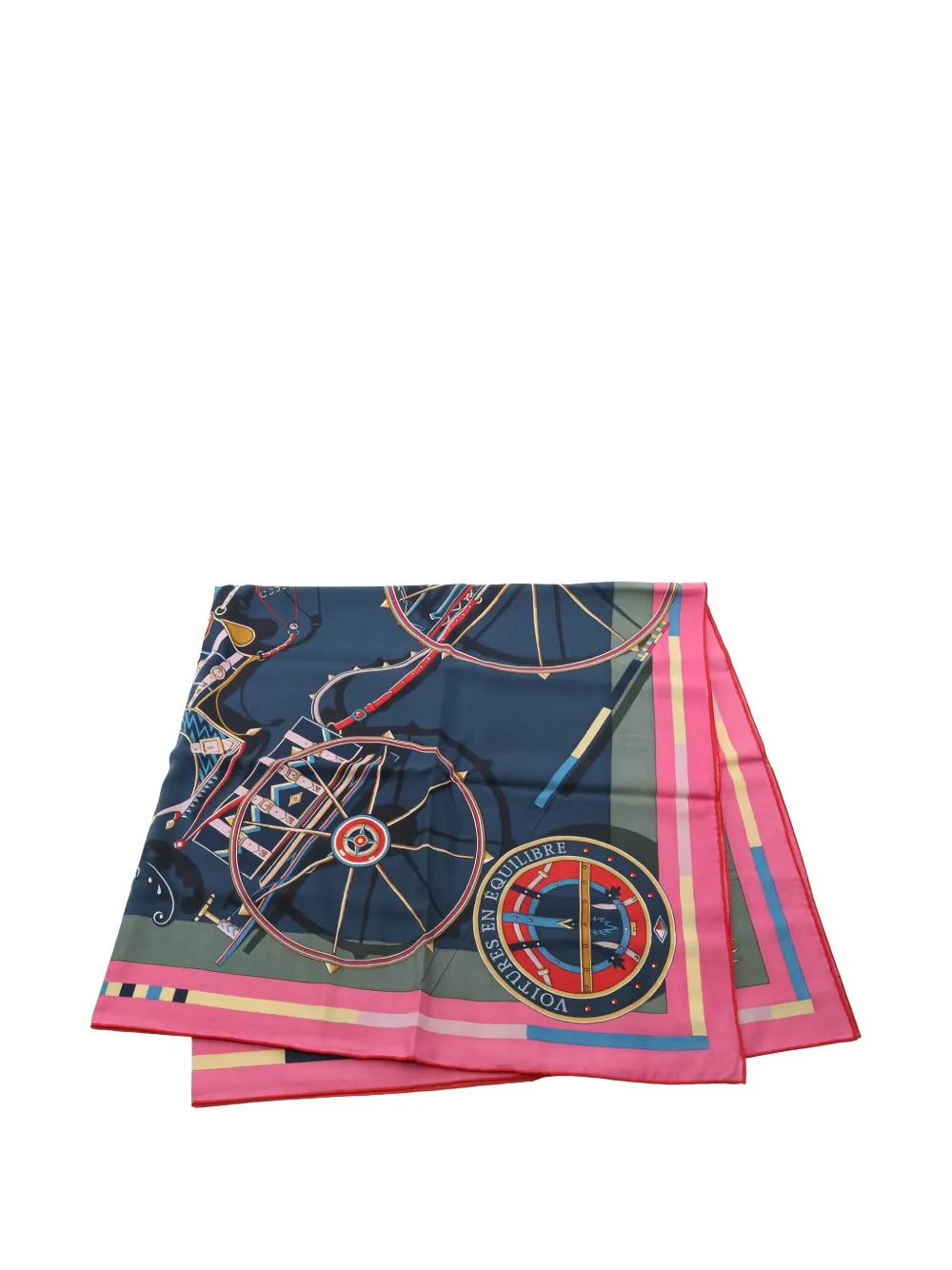 Pre-owned Hermes 2020s Voitures En Equilibre Carres 140 Scarf In Blue