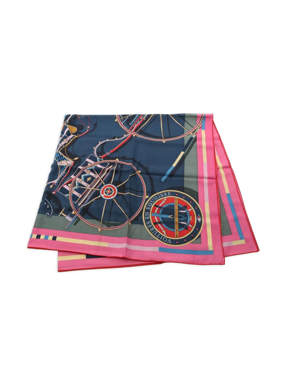 Hermès Pre-Owned 2020s Voitures En Equilibre Carres 140 scarf | Blue | Image 1