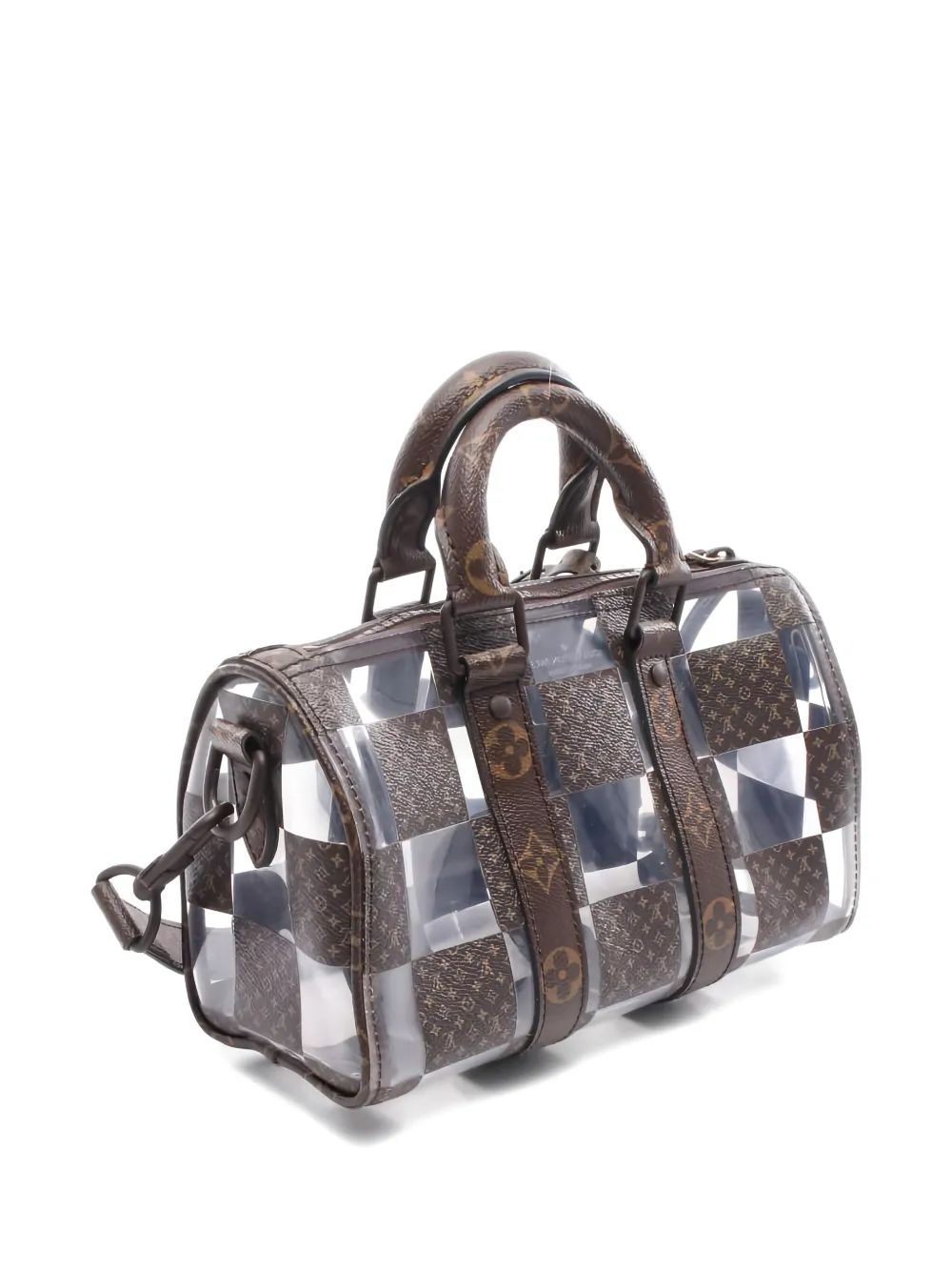 Pre-owned Louis Vuitton 2010s Keepall 25 Monogram Chess Bandouliere Handbag In Brown
