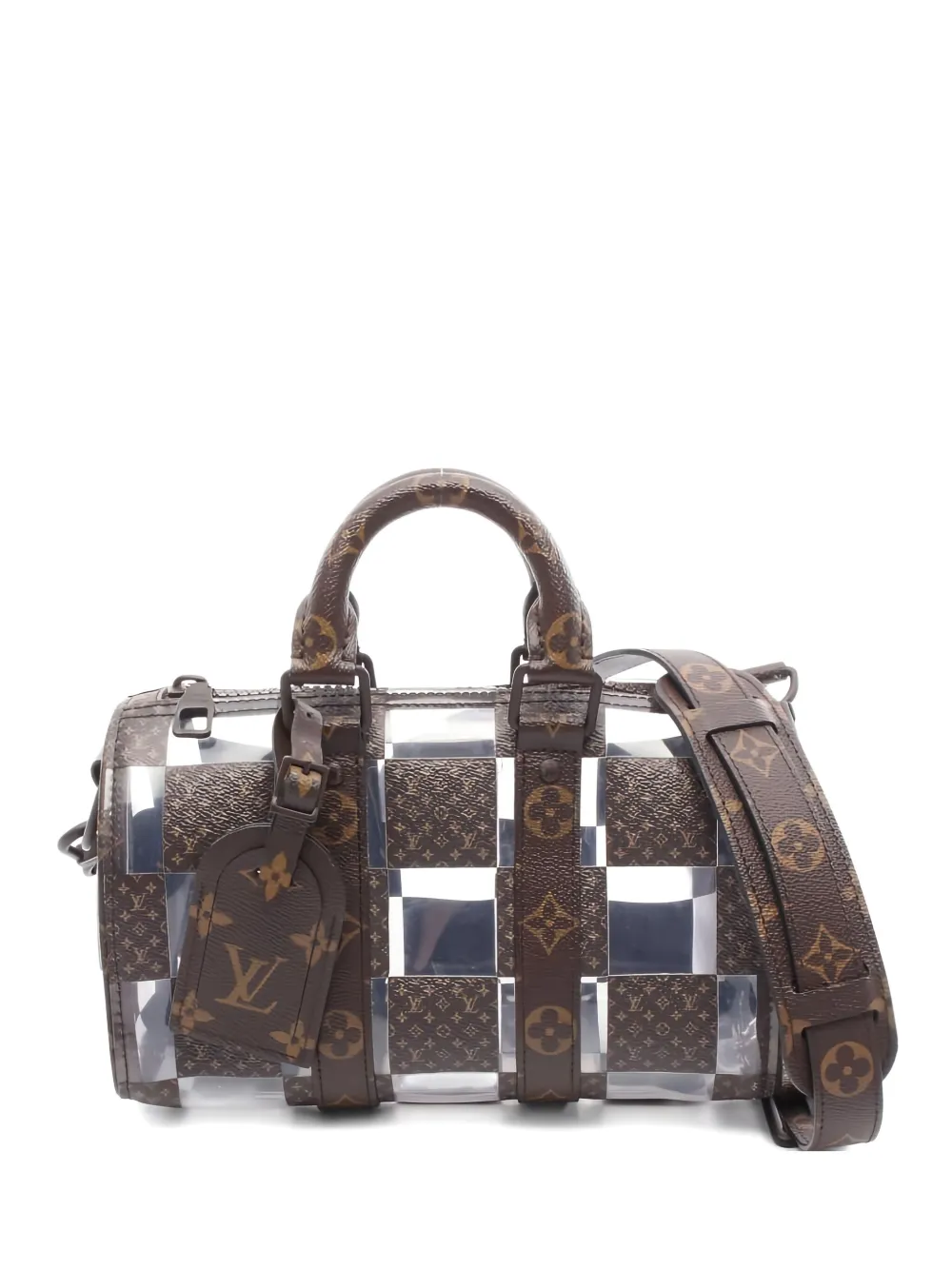 Pre-owned Louis Vuitton 2010s Keepall 25 Monogram Chess Bandouliere Handbag In Brown
