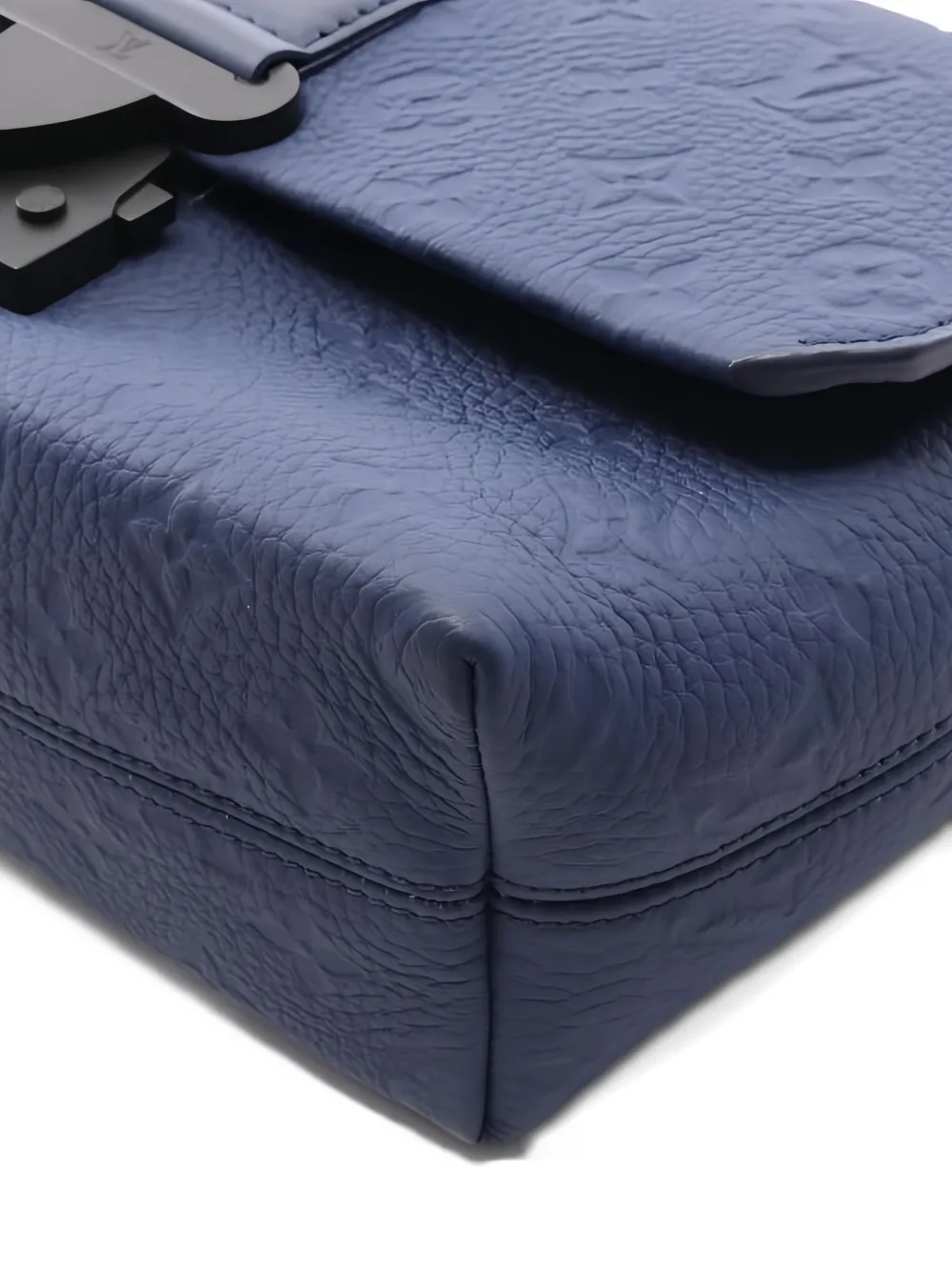 Pre-owned Louis Vuitton 2021s Monogram Embossed S-lock Shoulder Bag In Blue