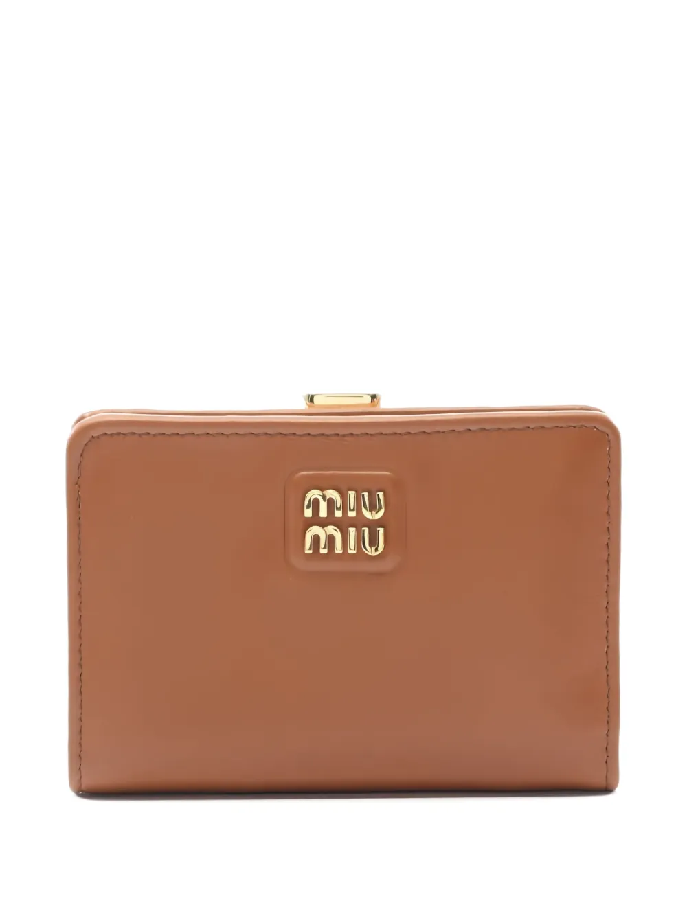 Pre-owned Miu Miu 2010s Logo-lettering Leather Wallet In Brown
