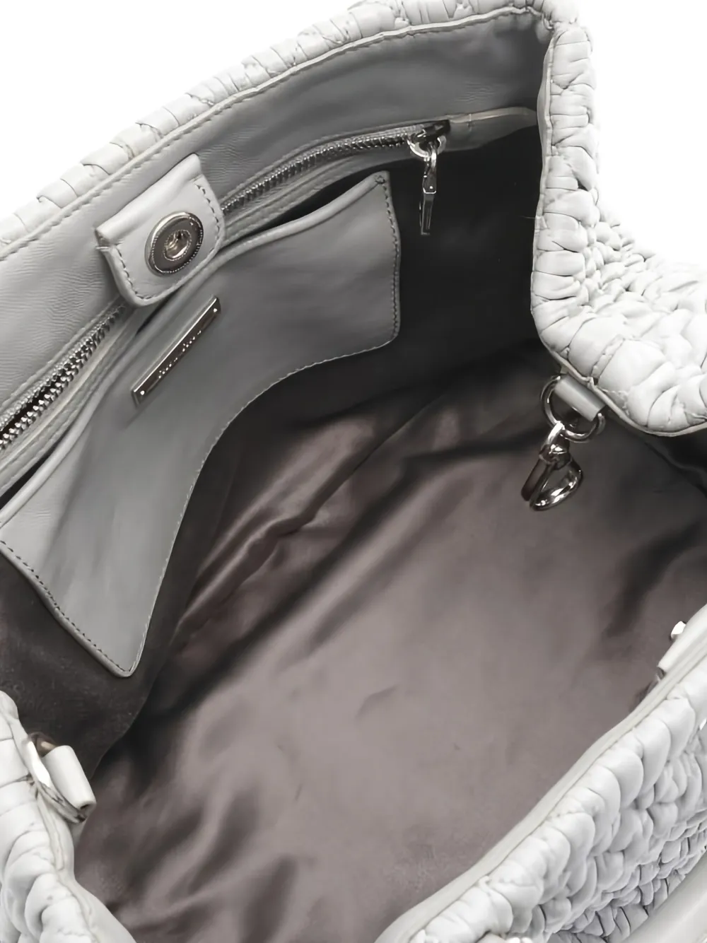 Pre-owned Miu Miu 2000s Matelassé Handbag In Gray