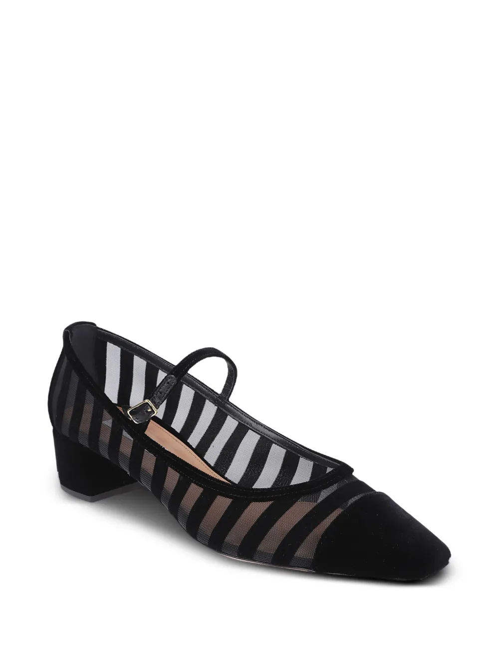 Aquazzura Striped Block-heel Pumps In Black