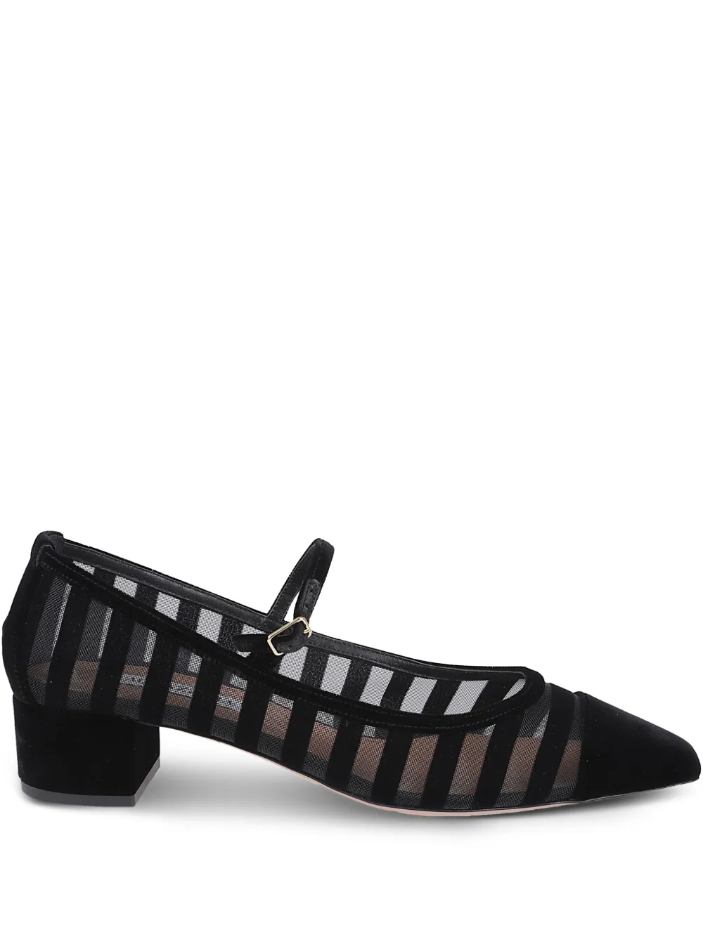 Aquazzura Striped Block-heel Pumps In Black
