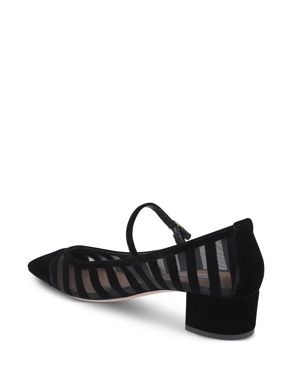 Aquazzura Striped Block-heel Pumps In Black