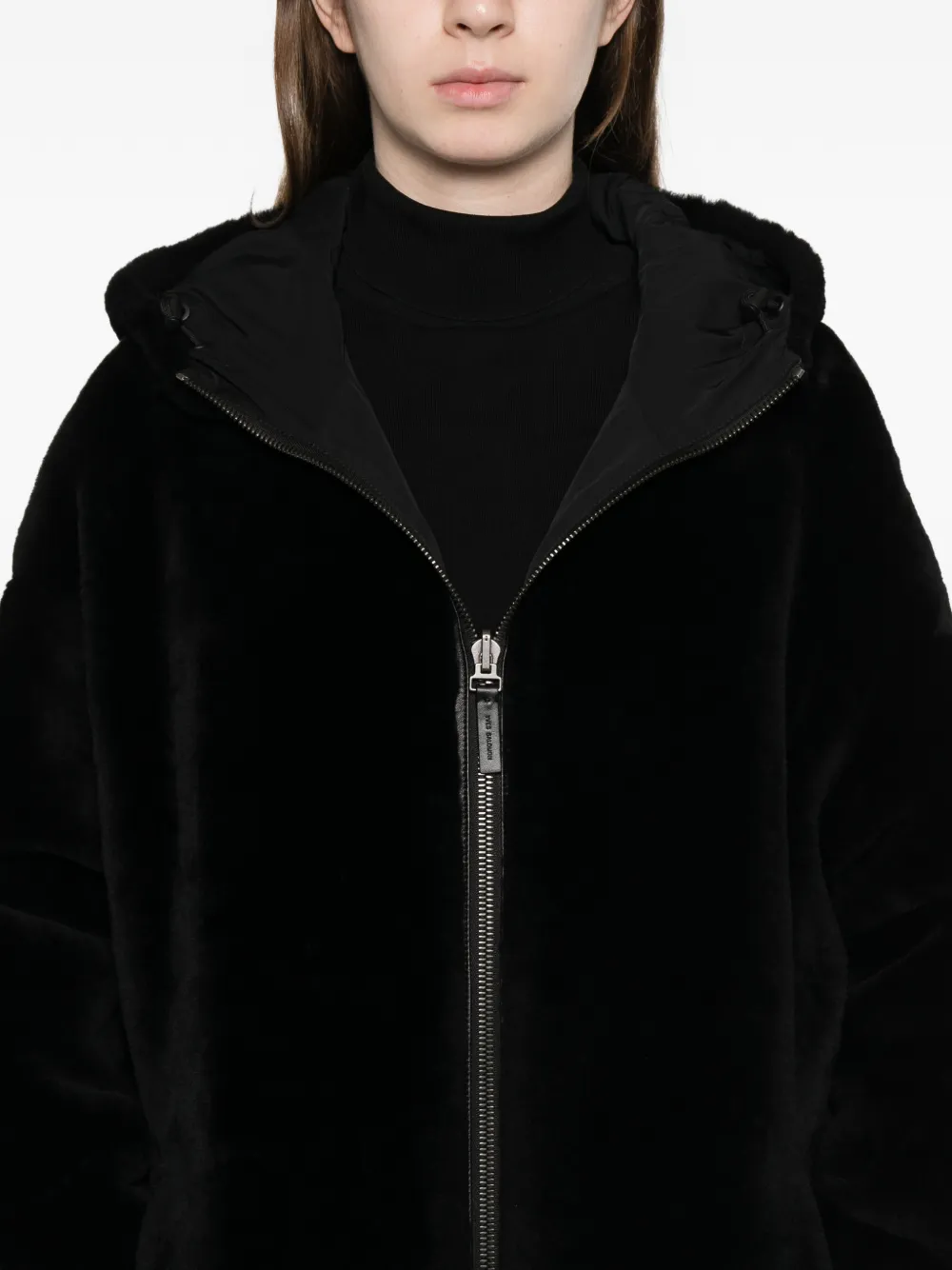 Hooded Zip-Fastening Coat