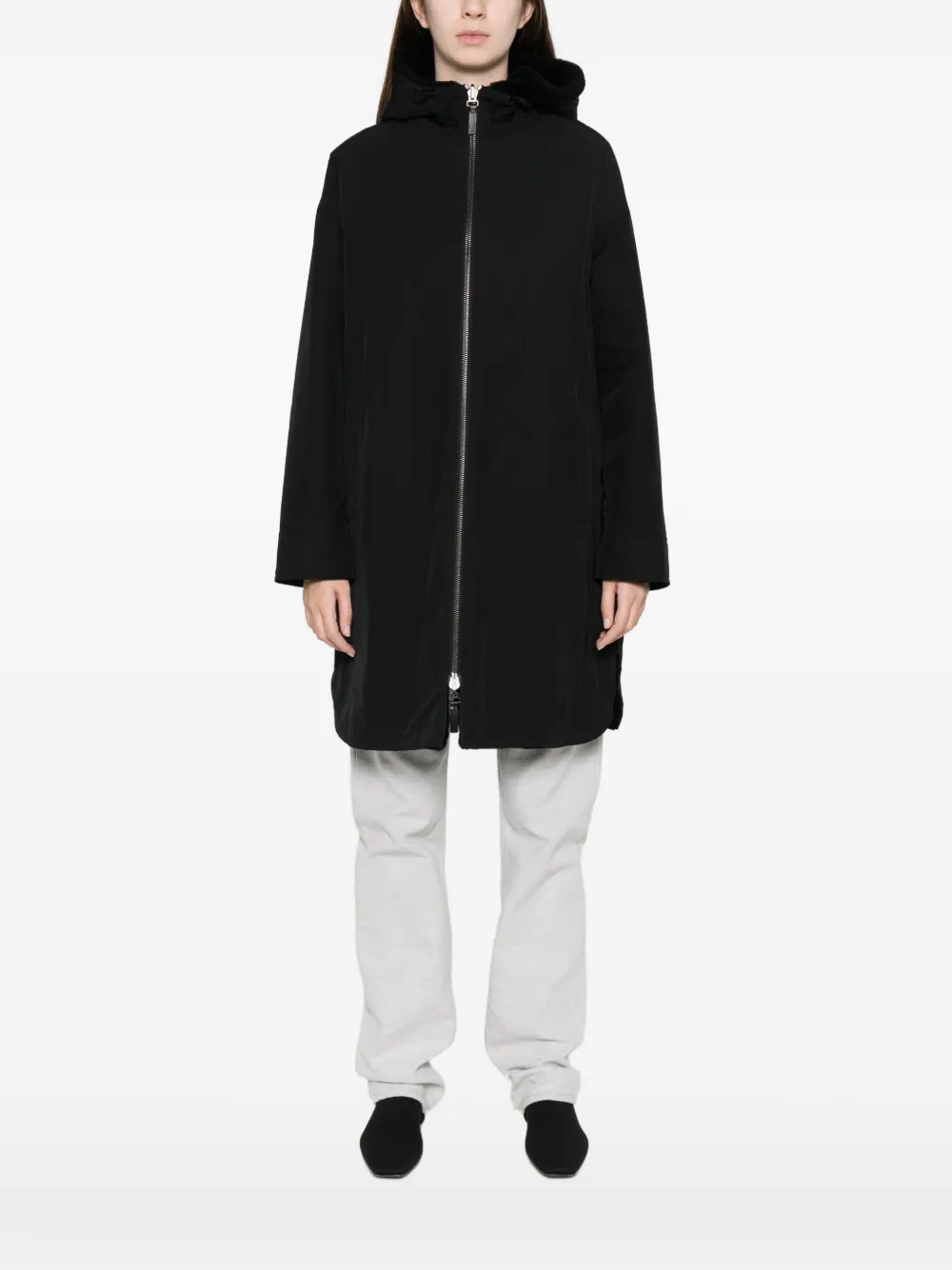 Hooded Zip-Fastening Coat