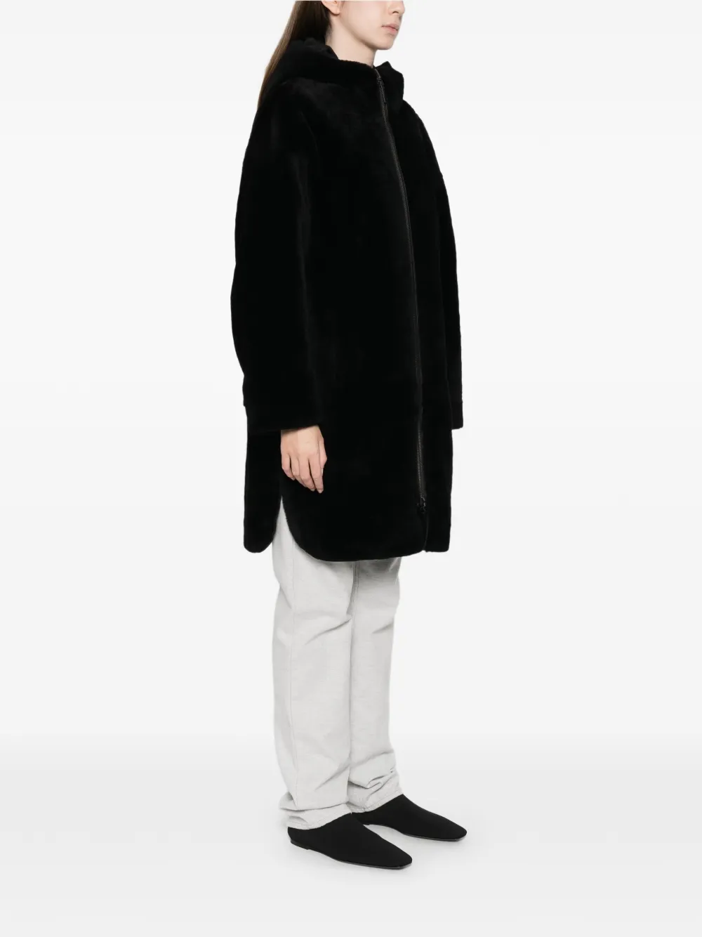 Hooded Zip-Fastening Coat