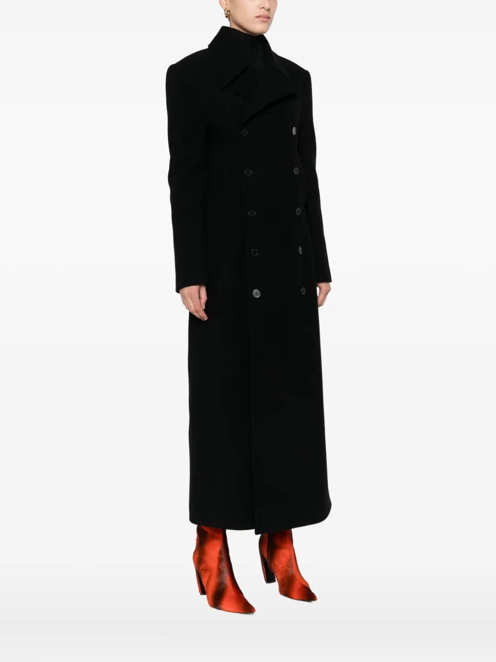 The Nina Studio Double-breasted Coat In Black