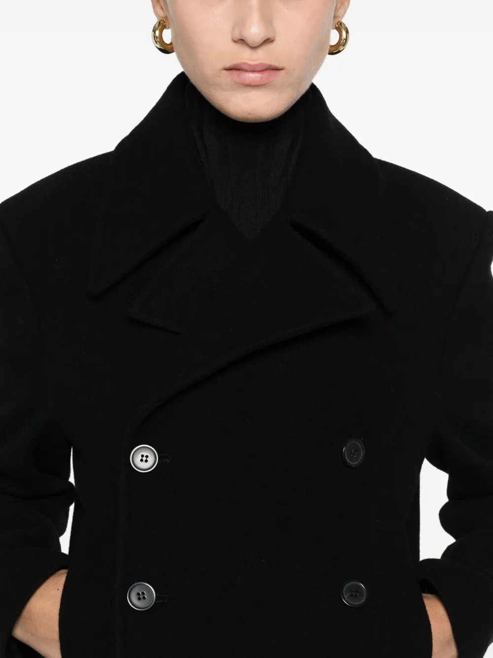 The Nina Studio Double-breasted Coat In Black