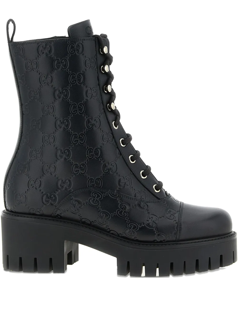 Gucci 60mm Gg Leather Lace-up Boots In Animal Print