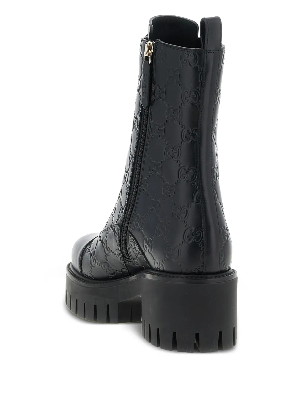 Gucci 60 mm GG leren veterlaarzen Zwart