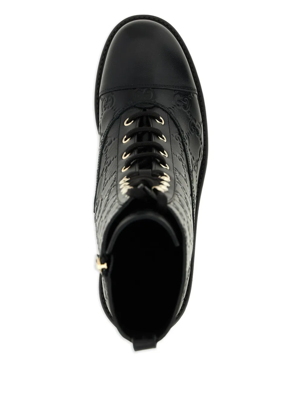 Gucci 60 mm GG leren veterlaarzen Zwart