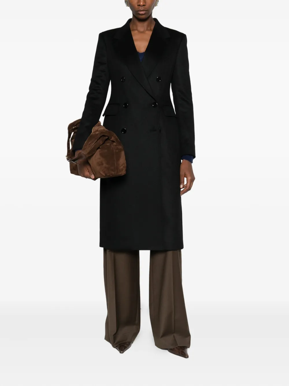 Tagliatore Abric Double-breasted Coat In Black