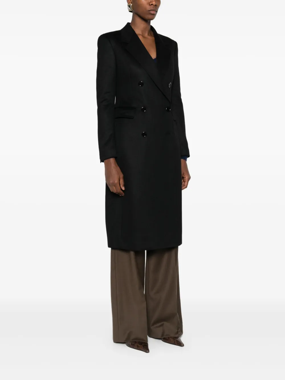 Tagliatore Abric Double-breasted Coat In Black