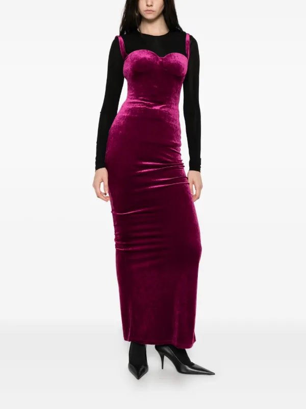 Balenciaga Velvet-finish Dress - Purple