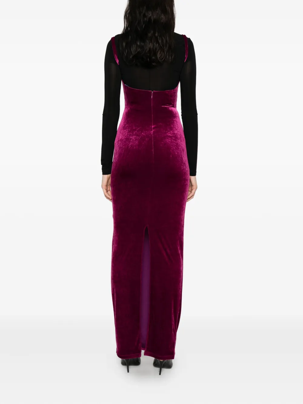 Balenciaga Long Plum-colored Velvet Dress In Purple