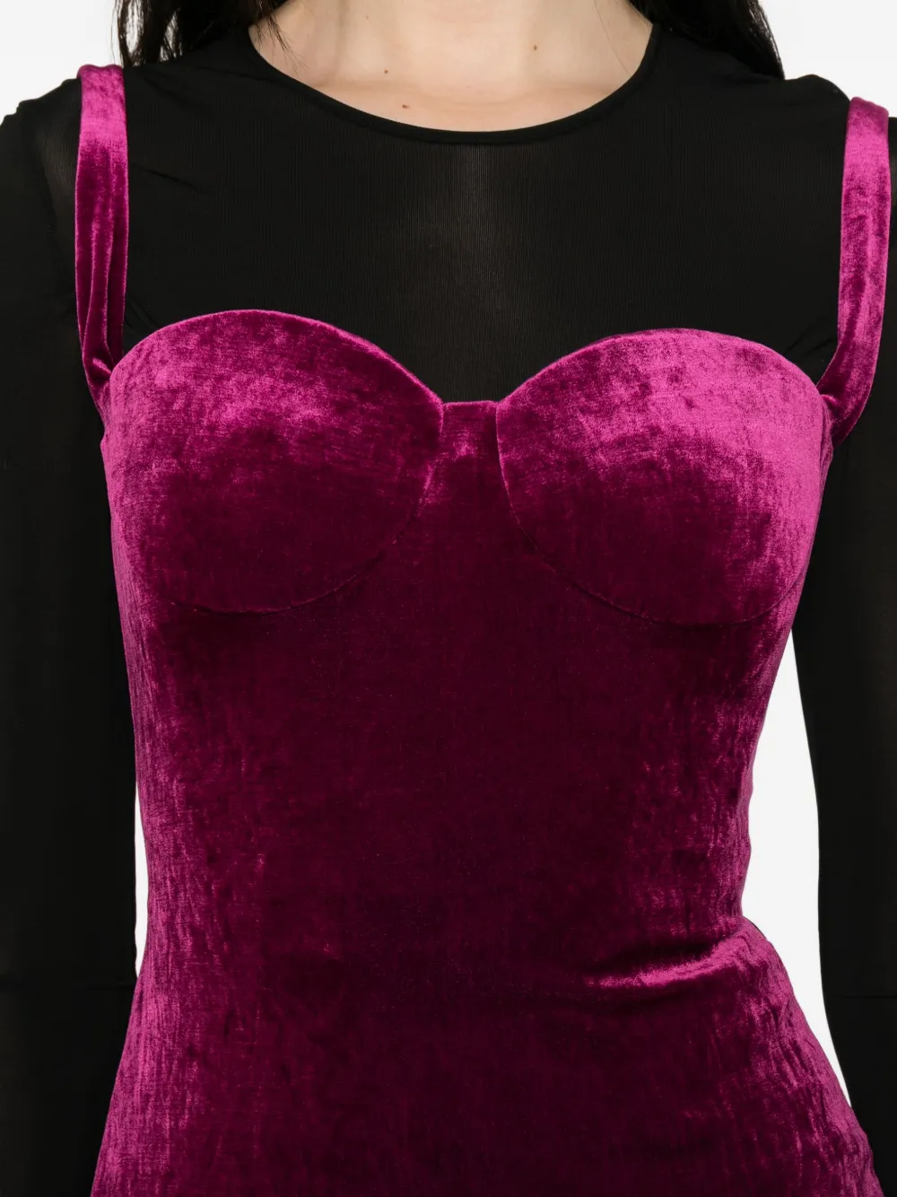 Balenciaga Long Plum-colored Velvet Dress In Purple