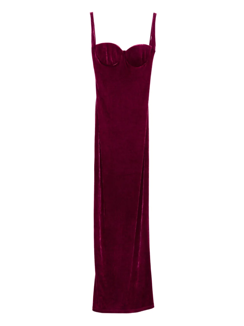 Balenciaga Long Plum-colored Velvet Dress In Purple