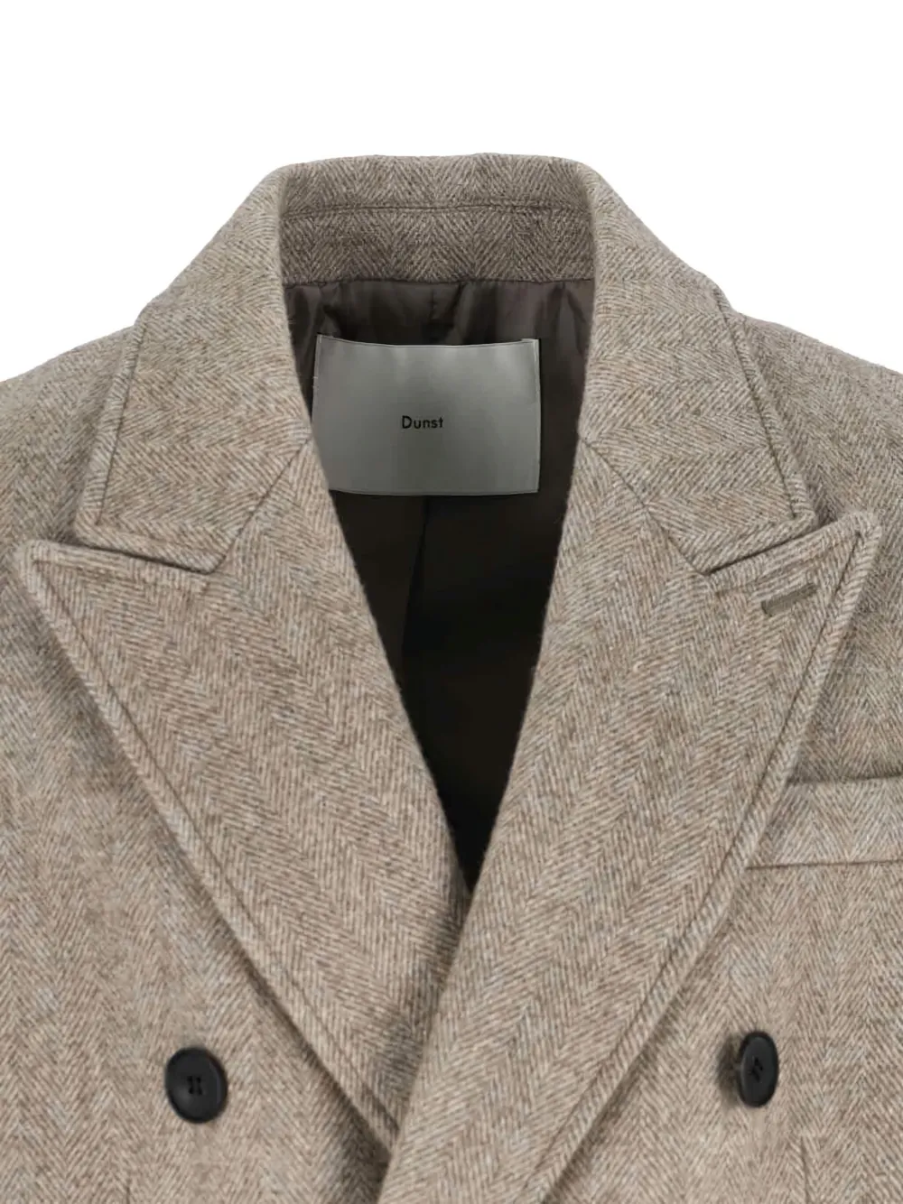 Dunst Herringbone Double-breasted Coat In Neutral