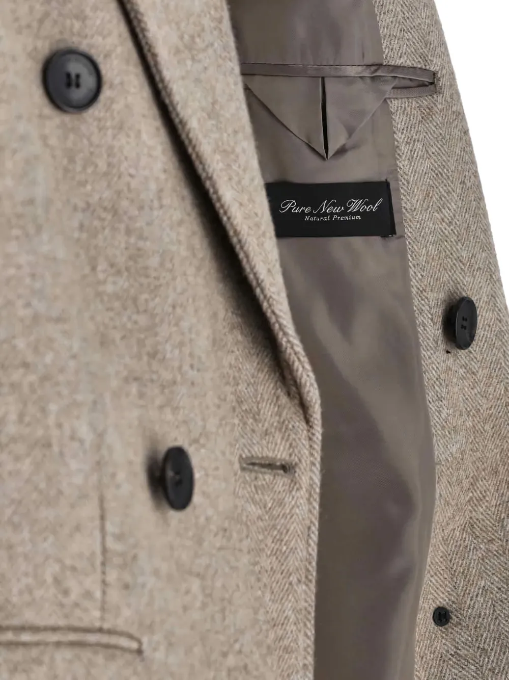 Dunst Herringbone Double-breasted Coat In Neutral