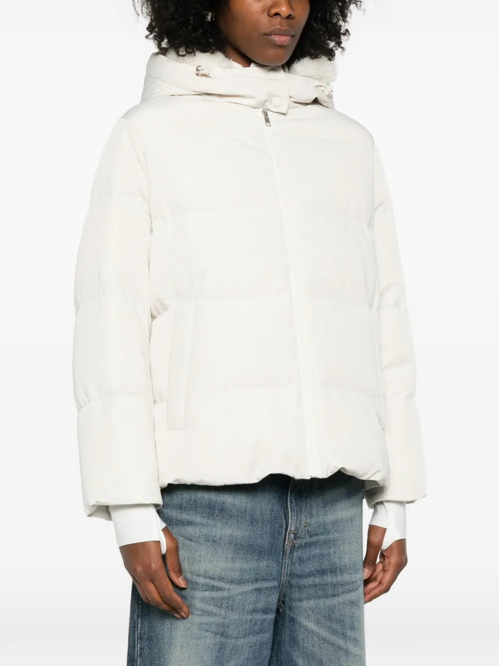 Yves Salomon Donsjack met capuchon Beige
