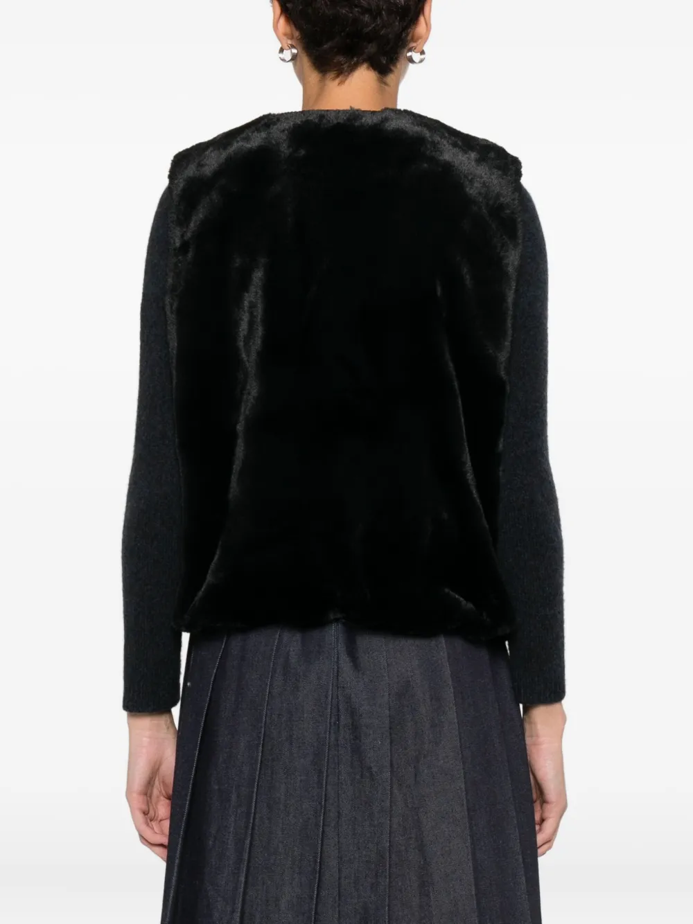 Forte Bodywarmer van imitatiebont Zwart