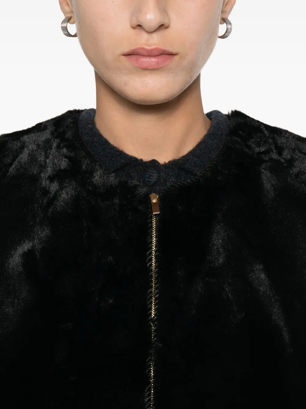 Forte Bodywarmer van imitatiebont Zwart