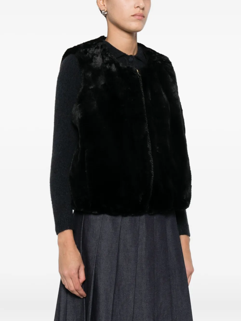 Forte Bodywarmer van imitatiebont Zwart