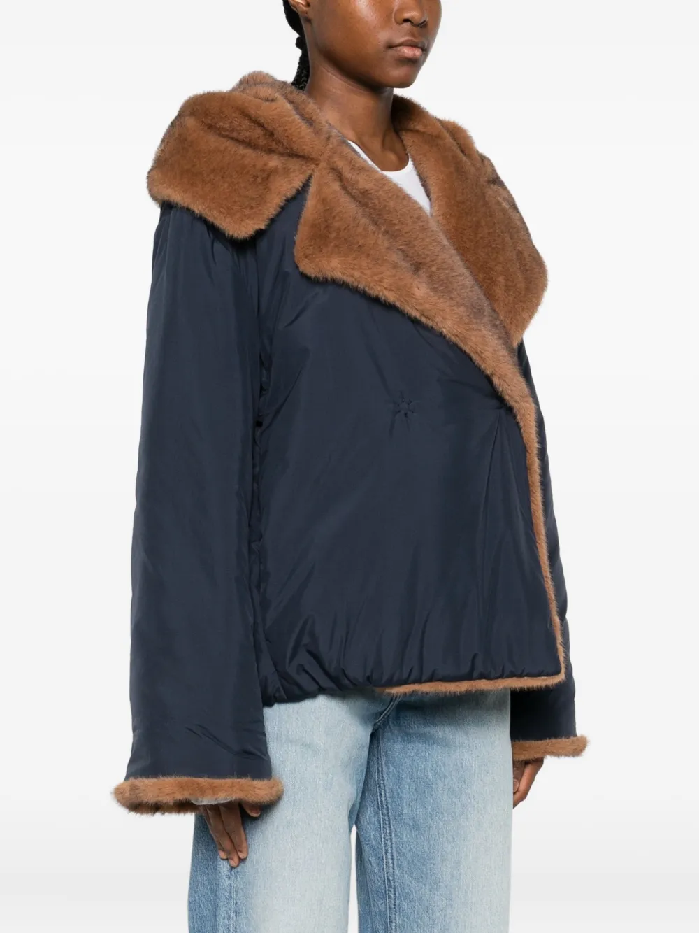 Antonelli Faux-fur Collar Jacket In Blue