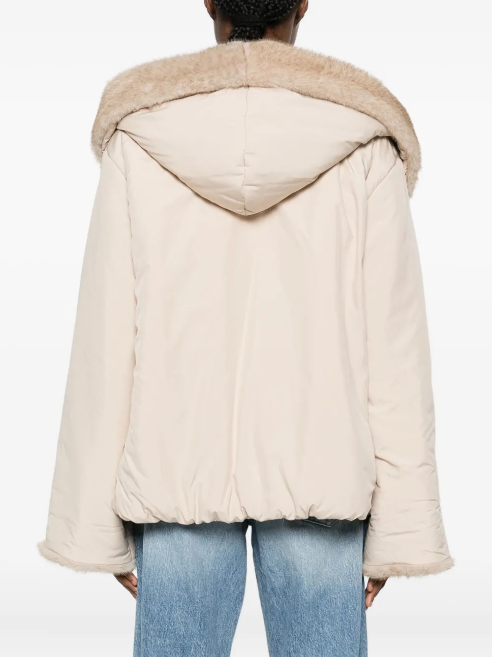 Antonelli Faux-fur Trimmed Coat In Neutral