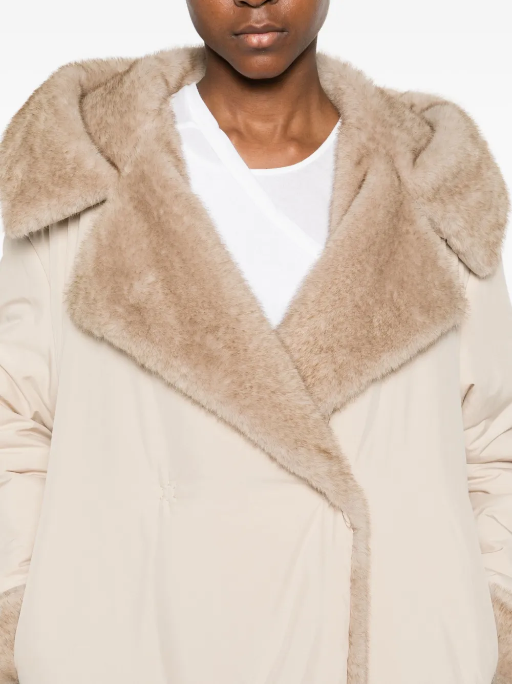 Antonelli Faux-fur Trimmed Coat In Neutral